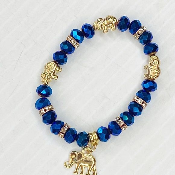 Religious Elephant Beaded Elastic Bracelet - Picture 1 of 3
